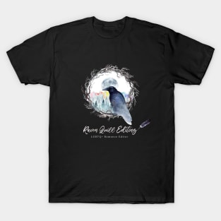 Raven Quill Editing Logo - White Text T-Shirt